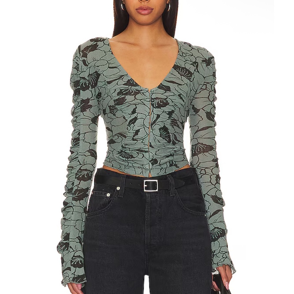 Free People Through The Meadow Top in Steel Sea Combo